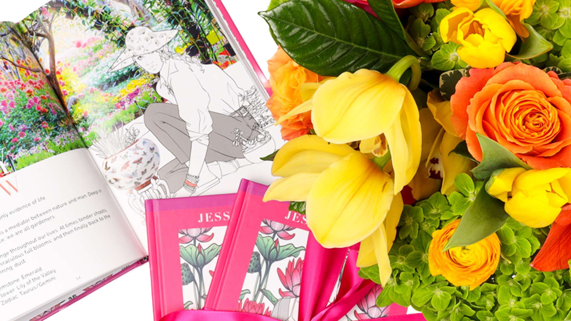 The Reflections of a BuDhaGirl Book next to a bouquet of flowers.