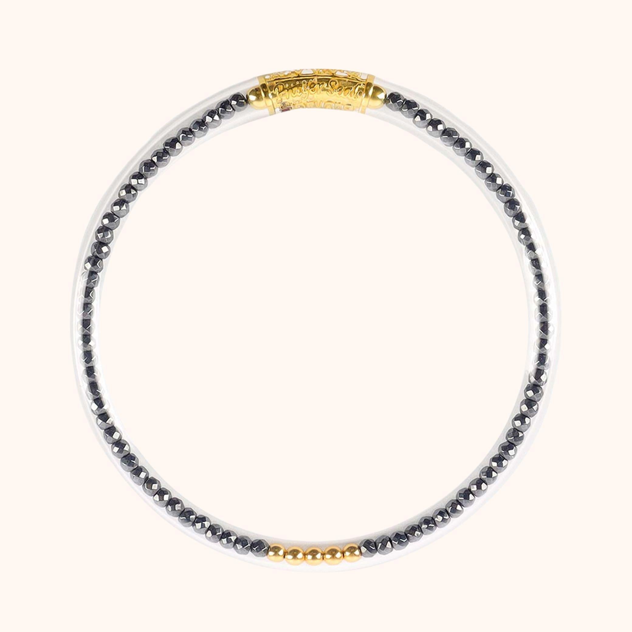 Hematite Luxe All Weather Bangle®(AWB®) - Serenity Prayer | Bangle Bracelets for Women | BuDhaGirl