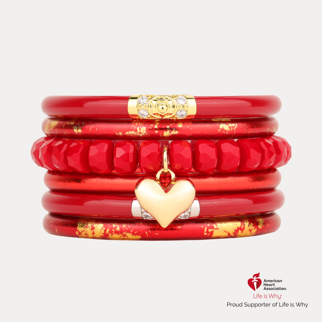 American Heart Association Mindful Heart Bangle Bracelet Stack | BuDhaGirl