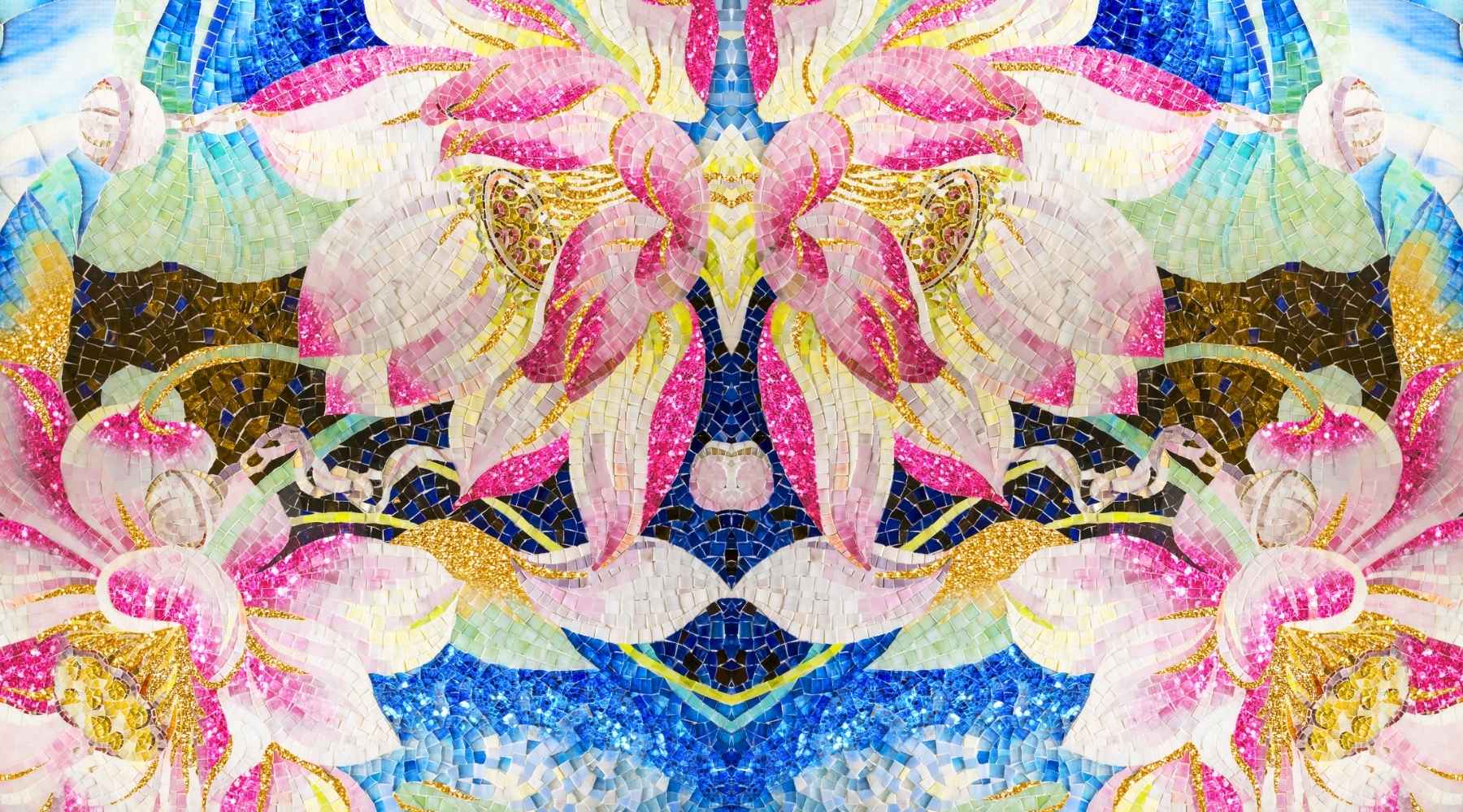 Blue and Pink Lotus Flower Mosaic | BuDhaGirl