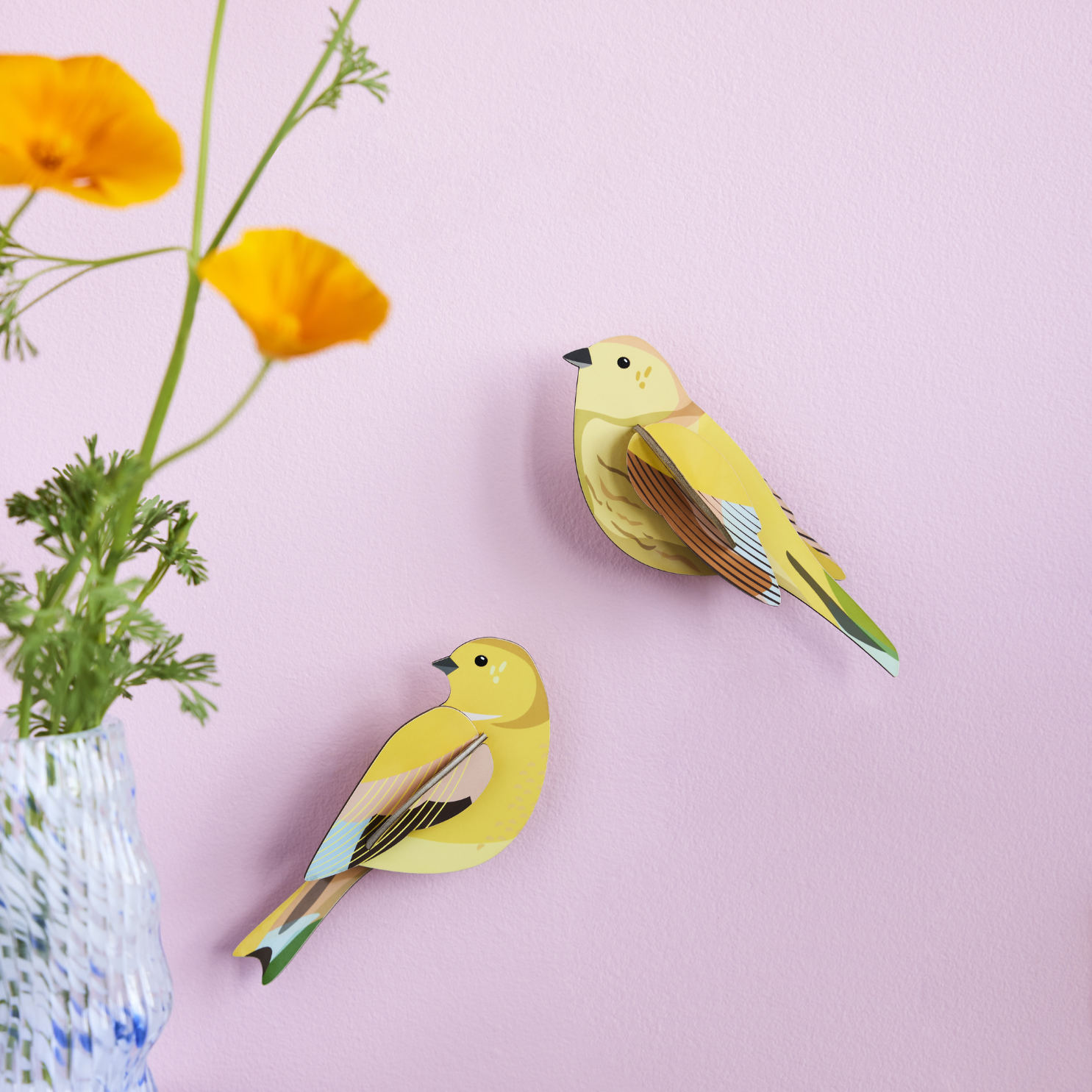 Citrinella Pair Wall Art | Sustainable 3D Bird Decor | BuDhaGirl