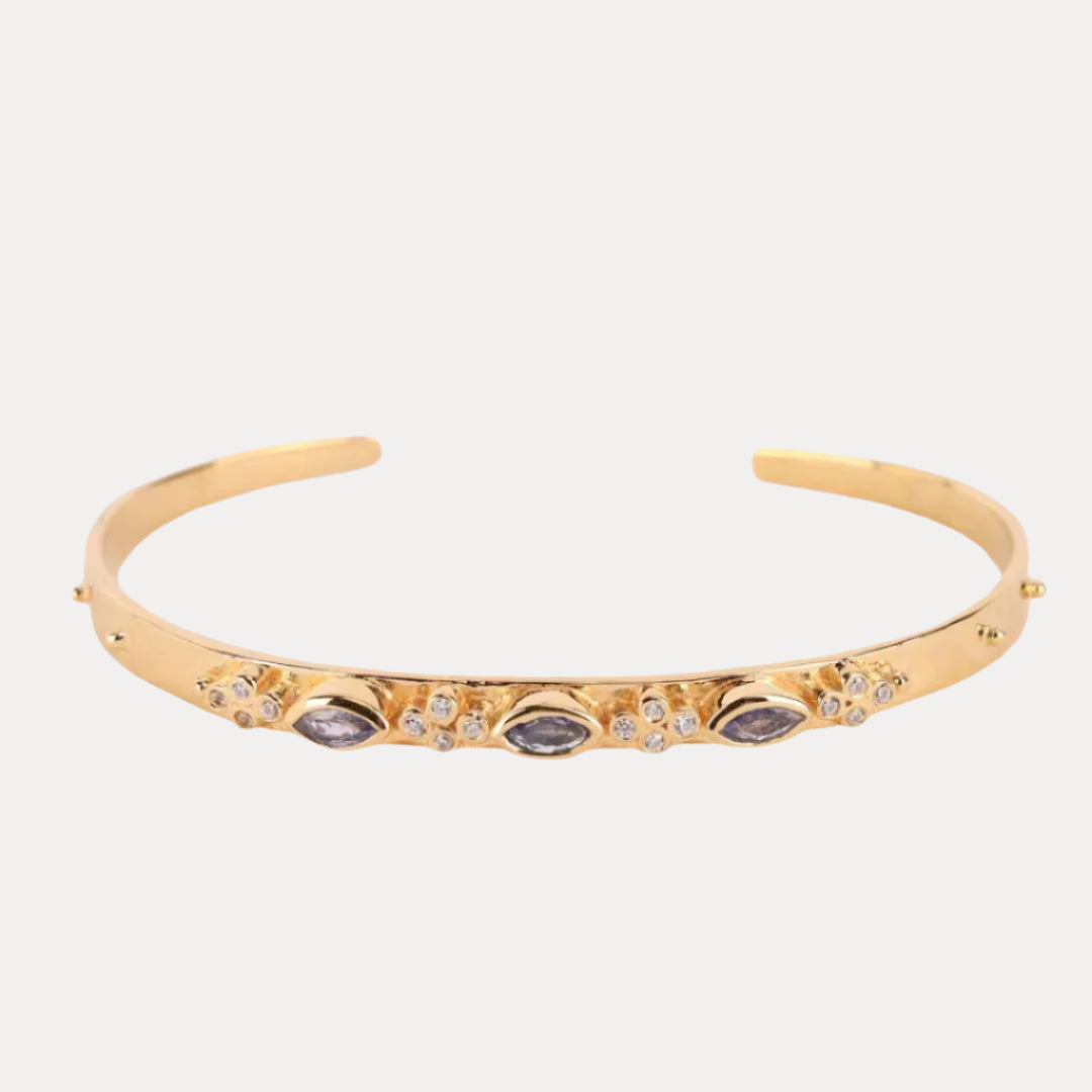 Tanzanite Crystal | Gold-Plated Cuff Bracelet | BuDhaGirl