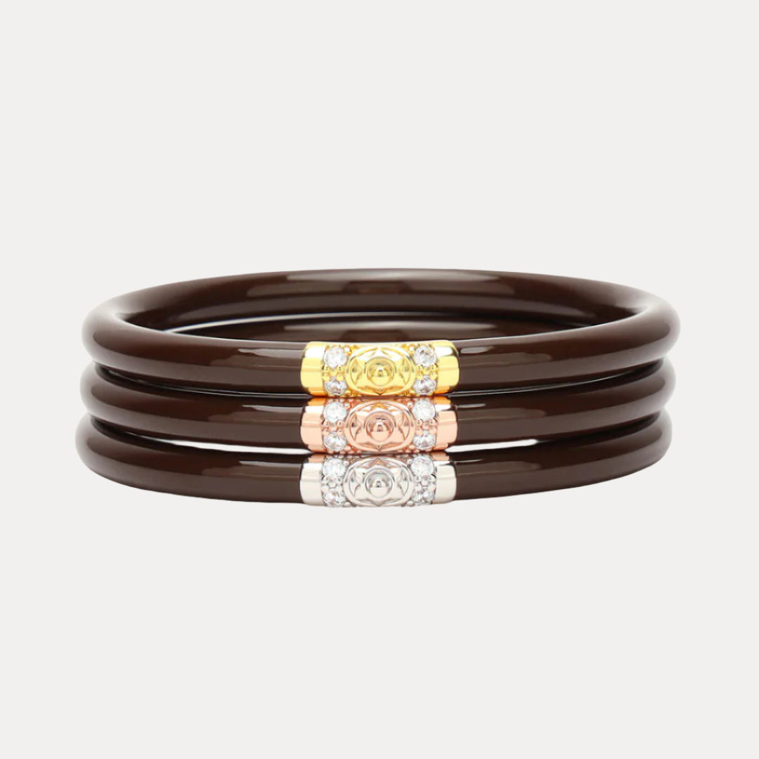 12.01.108.11.S3,12.01.108.11.M3,12.01.108.11.L3,12.01.108.11.XL3, Three Kings All Weather Bangles® (AWB®) - Chocolate | Bangle Bracelets for Women | BuDhaGirl