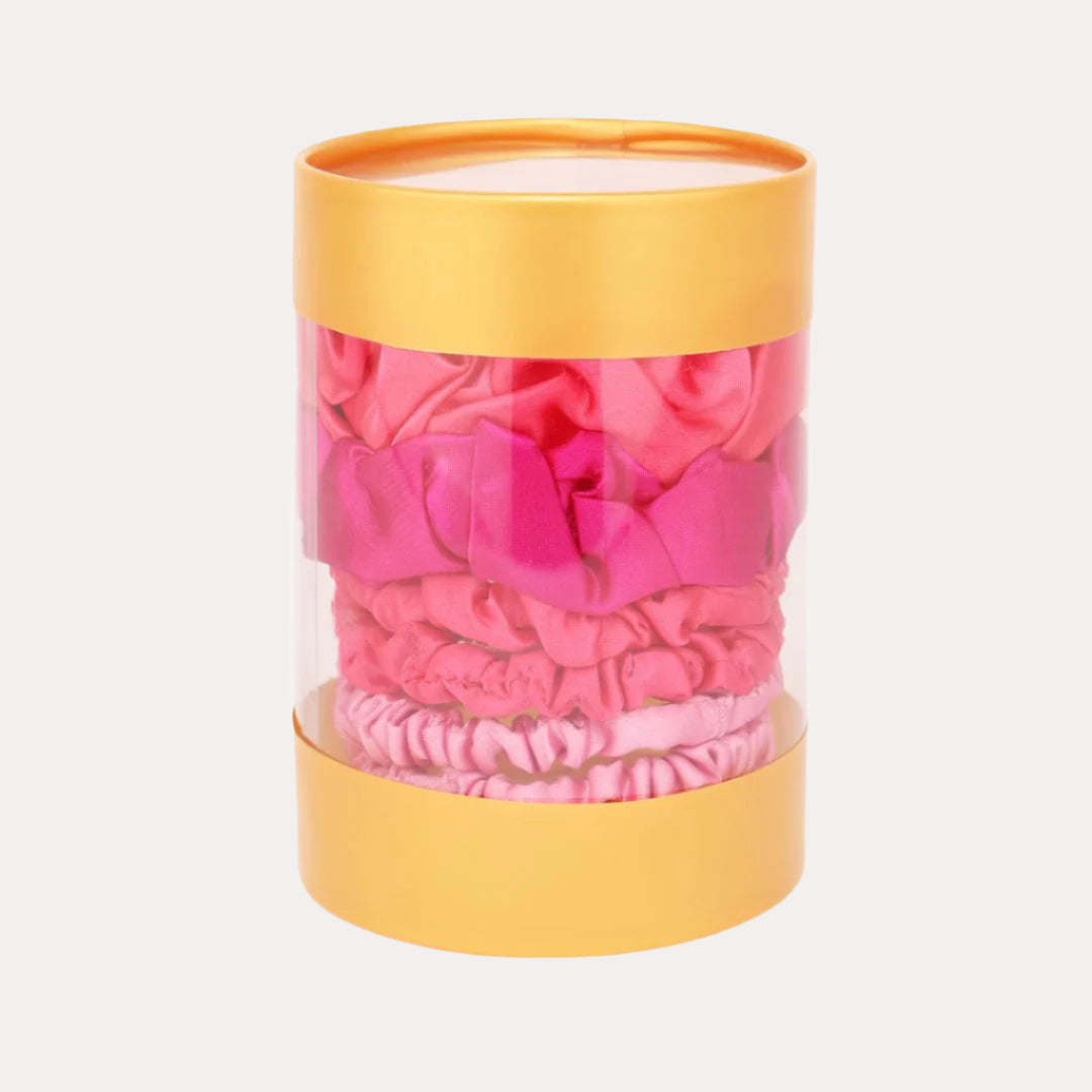 Pack of 6 Assorted Pink Scrunchies Set For Women | BuDhaGirl