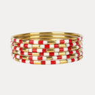 Bangles Veda rouge/blanc - Lot de 6
