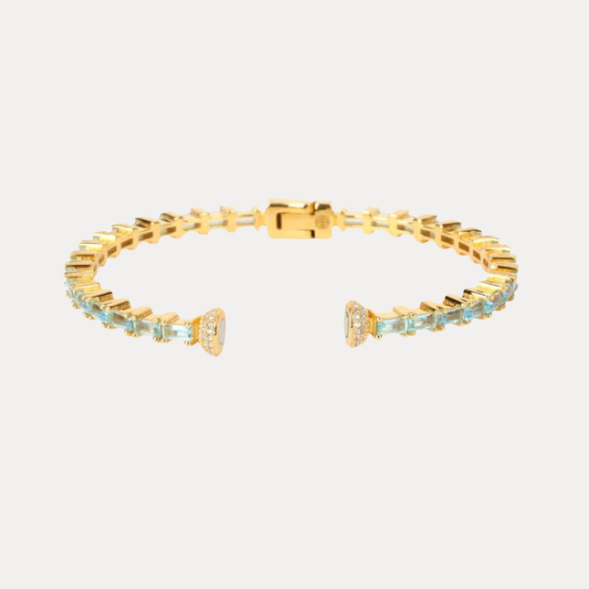 Sky Blue Topaz Baguette Crystals Aurora Bracelet | BuDhaGirl