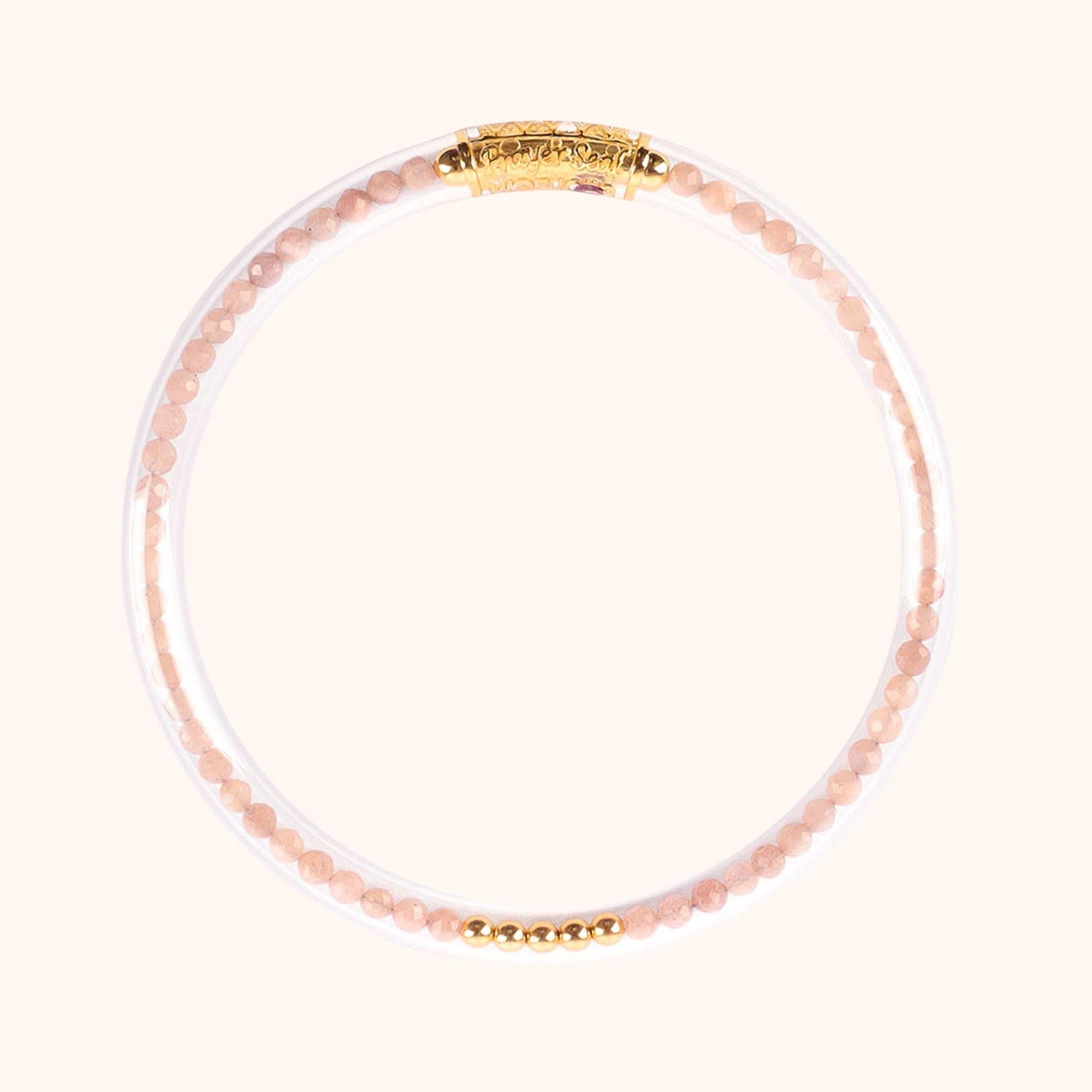 Pink Moonstone Luxe All Weather Bangle®(AWB®) - Serenity Prayer