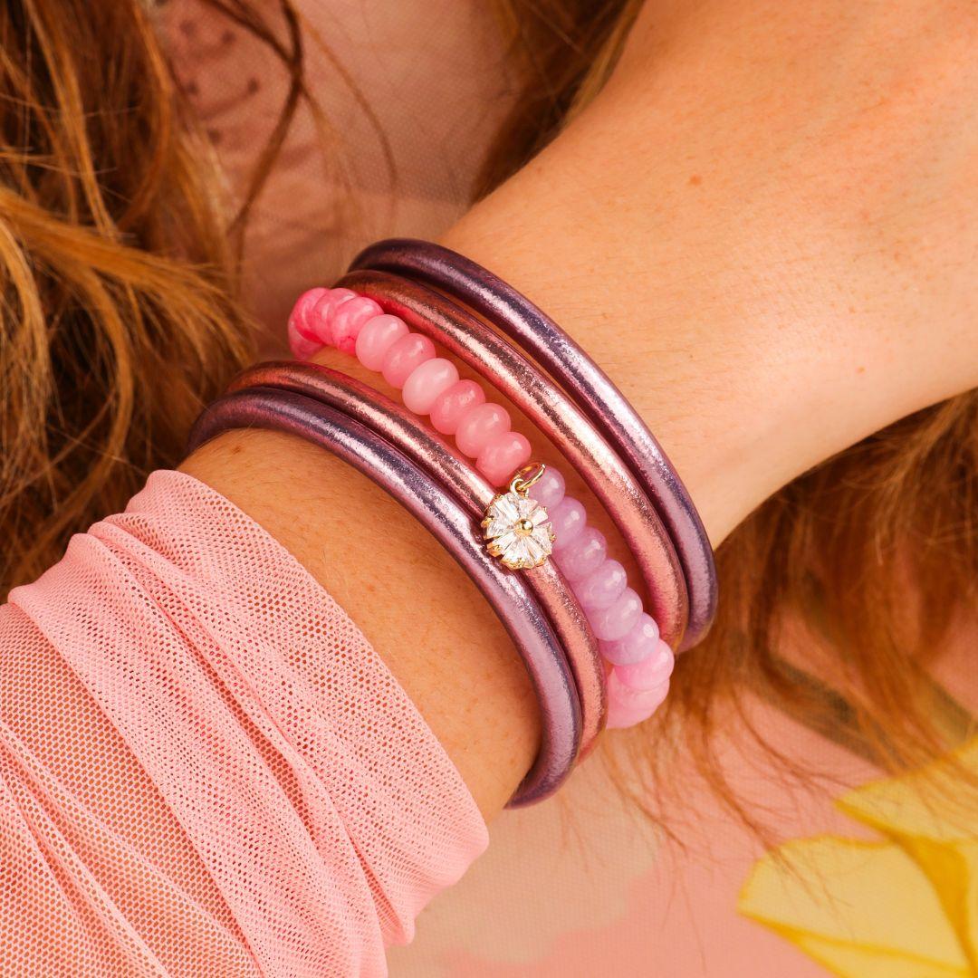 Pansy Beaded Bracelet - Light Pink