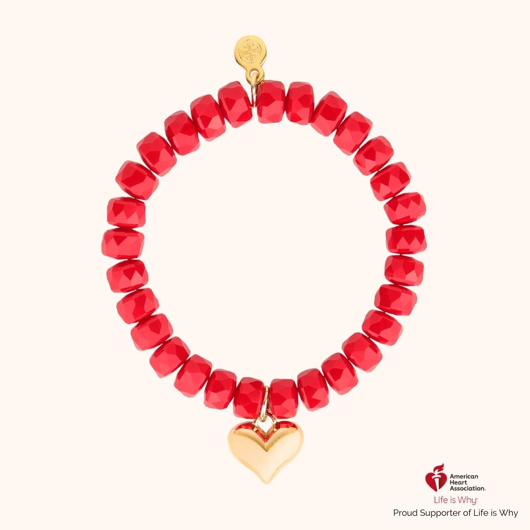 American Heart Association Beaded Bracelet with Heart Charm | BuDhaGirl