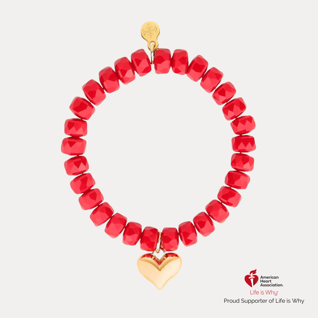 American Heart Association Beaded Bracelet with Heart Charm | BuDhaGirl