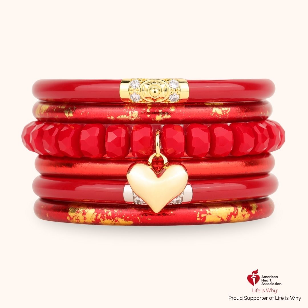 American Heart Association Mindful Heart Bangle Bracelet Stack | BuDhaGirl