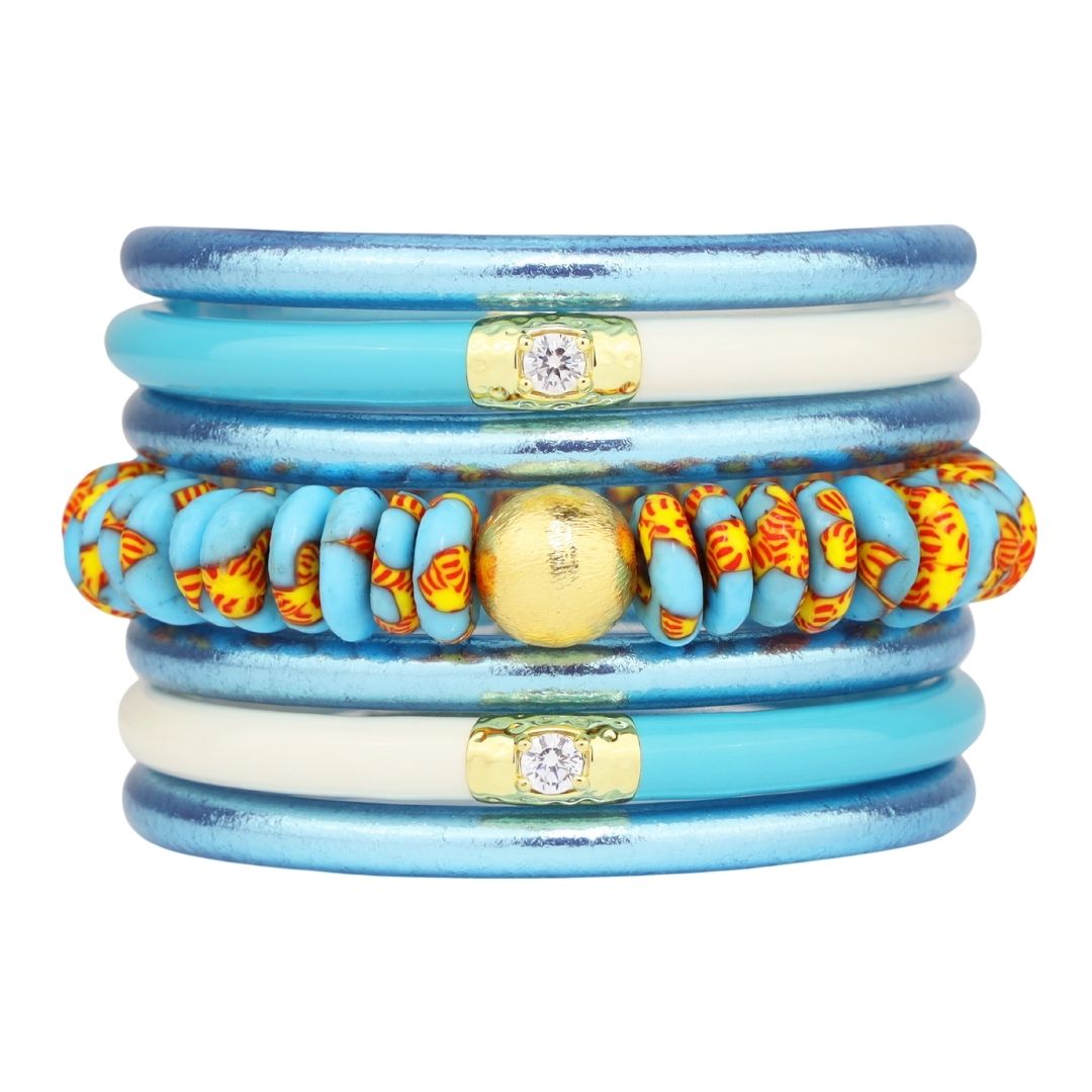 Azure Summer Blues Bangle Bracelet Stack | BuDhaGirl