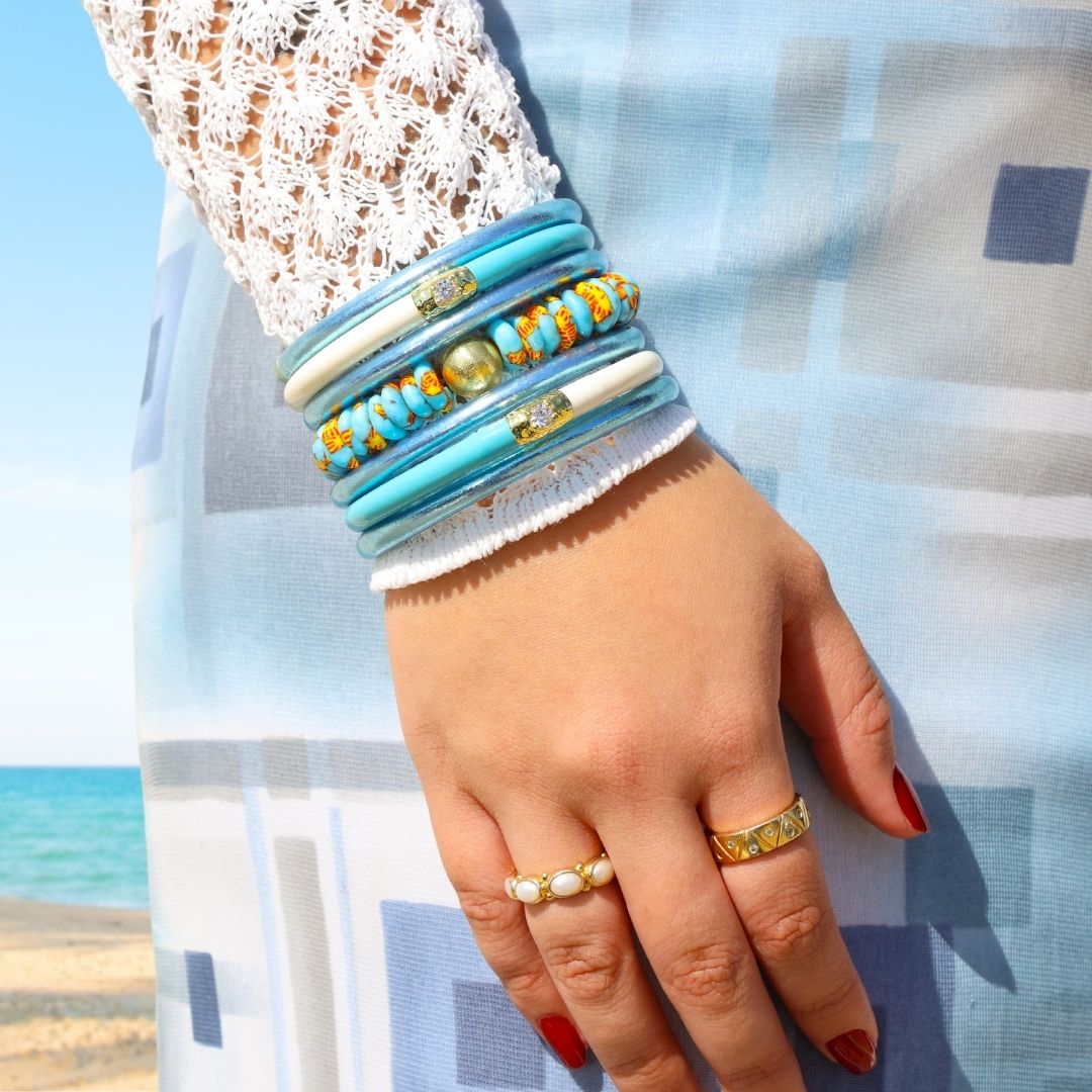 Azure Summer Blues Bangle Bracelet Stack | BuDhaGirl