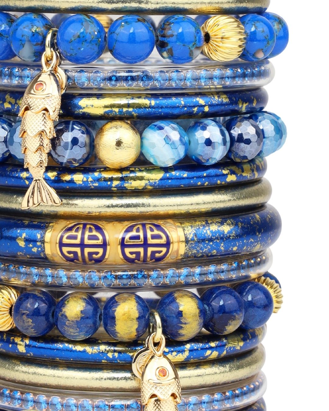 Cobalt Blue and Gold Bangles Bracelets for Women | BuDhaGirl