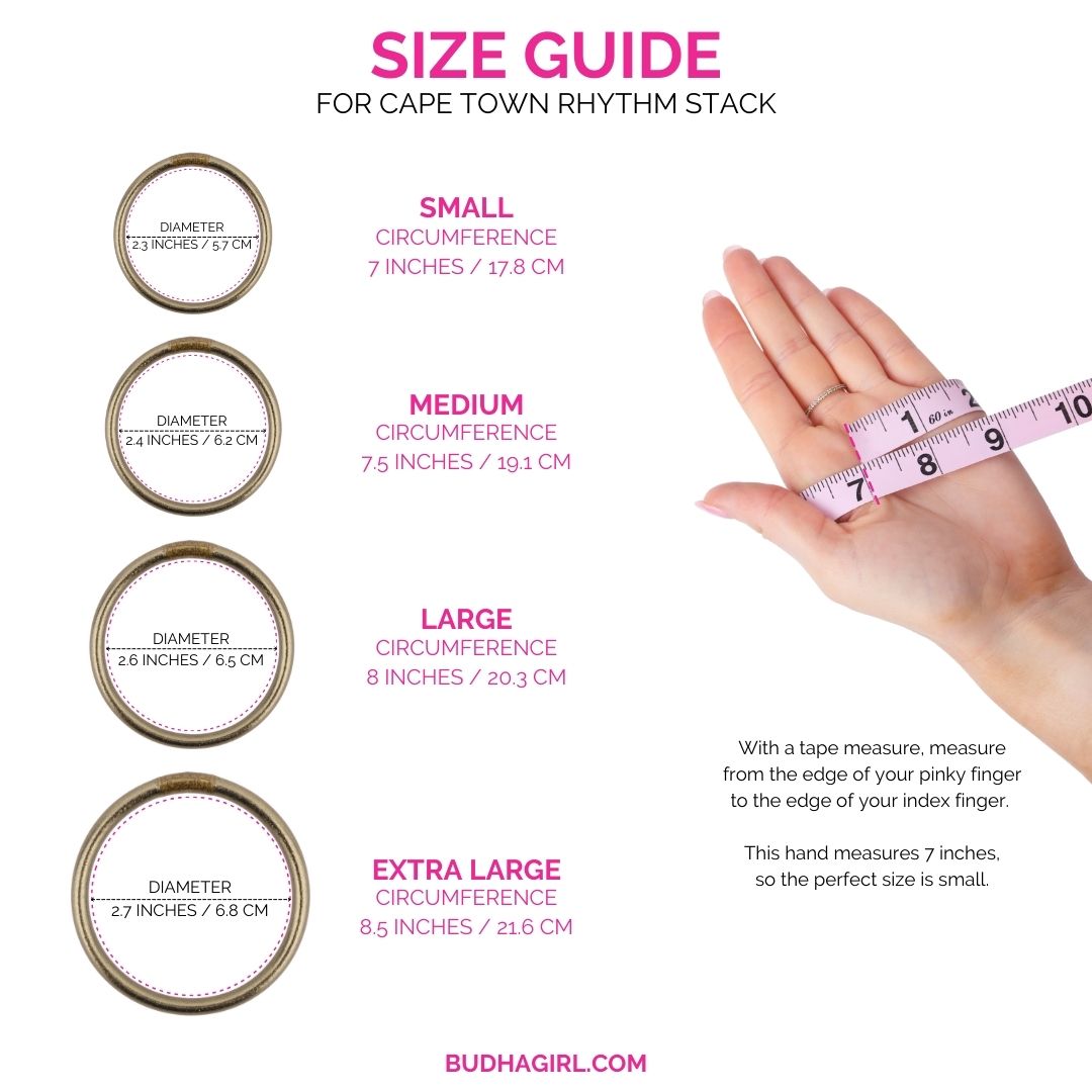 Size Guide for Cape Town Rhythm Bangle Bracelet Stack of the Week | BuDhaGirl