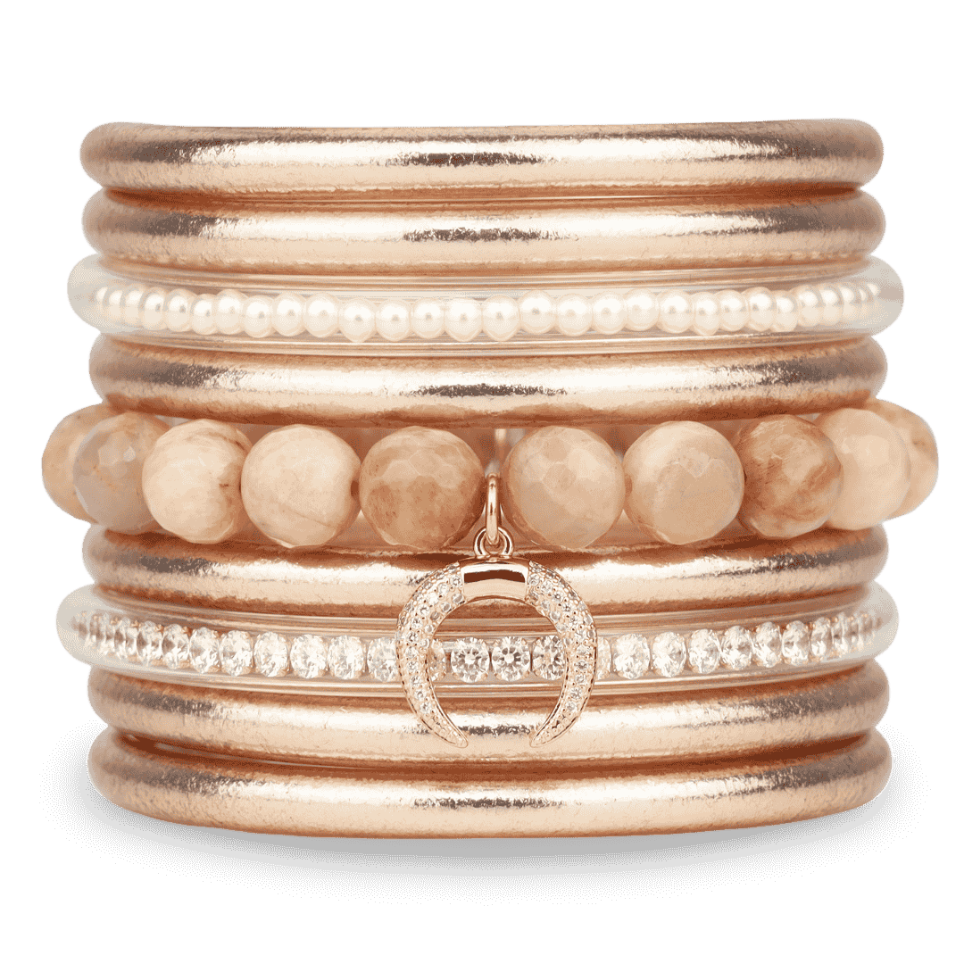 Evolution Bangle Bracelet Stack of 6 - Champagne | BuDhaGirl