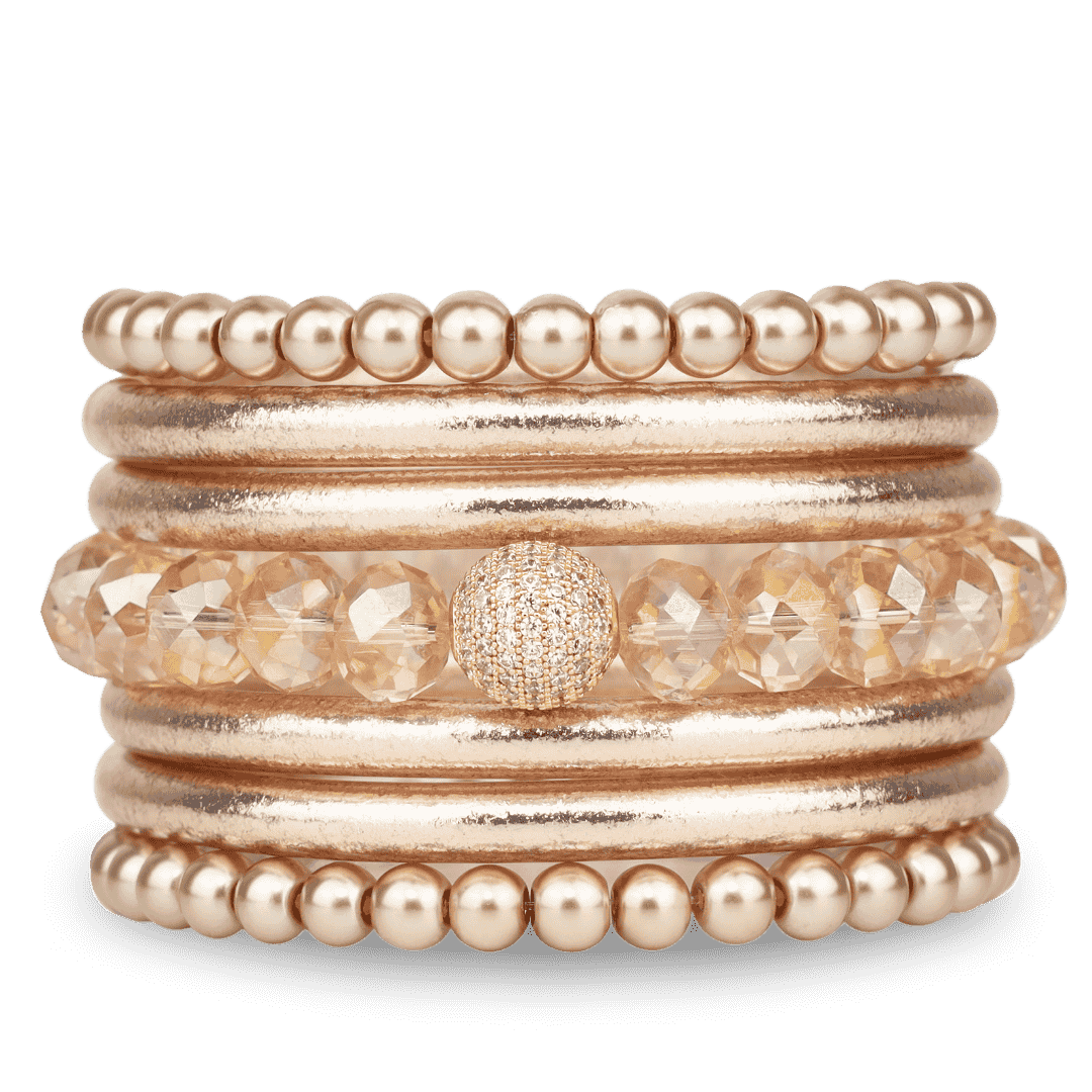 Evolution Bangle Bracelet Stack of 4 - Champagne | BuDhaGirl