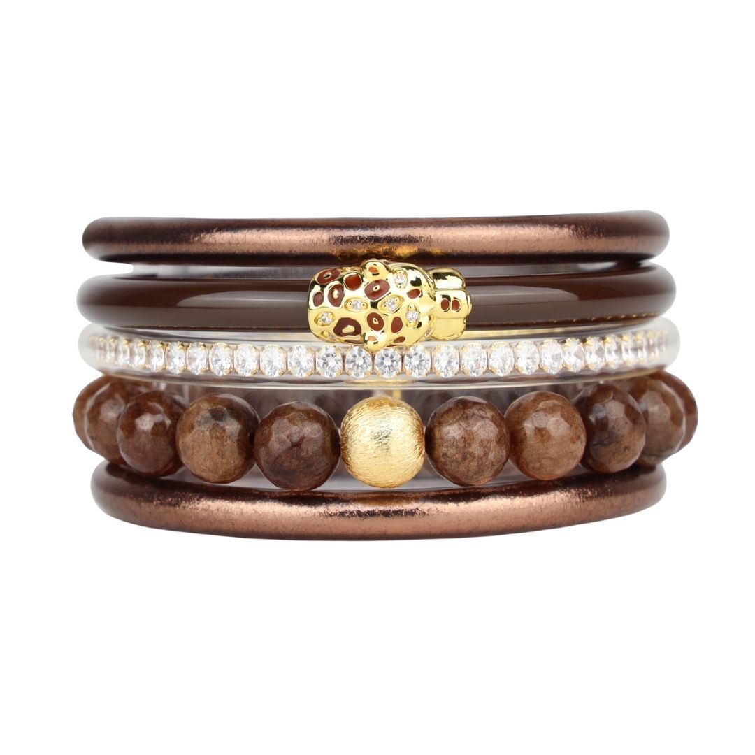 Chocolate Panther Bangle Bracelet Stack | BuDhaGirl