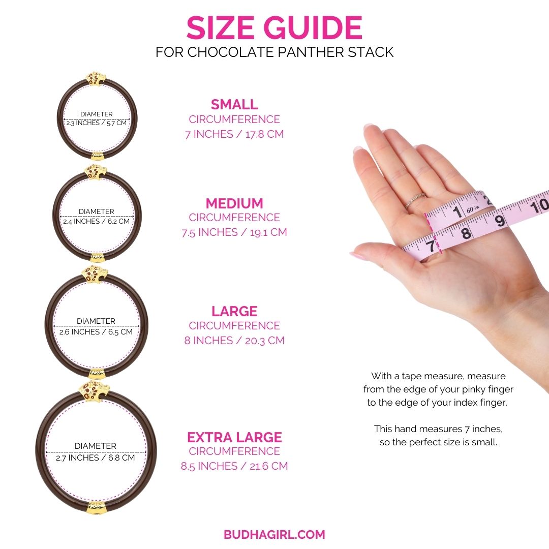 Size Guide for Chocolate Panther Bangle Bracelet Stack | BuDhaGirl