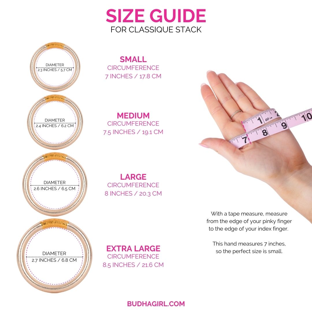 Size Guide for Valentine's Day Bangle Bracelet Stacks for Women - Classique Stack | BuDhaGirl