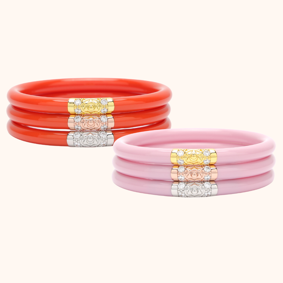 Coral & Pink Three Kings All Weather Bangles Bundle | BuDhaGirl