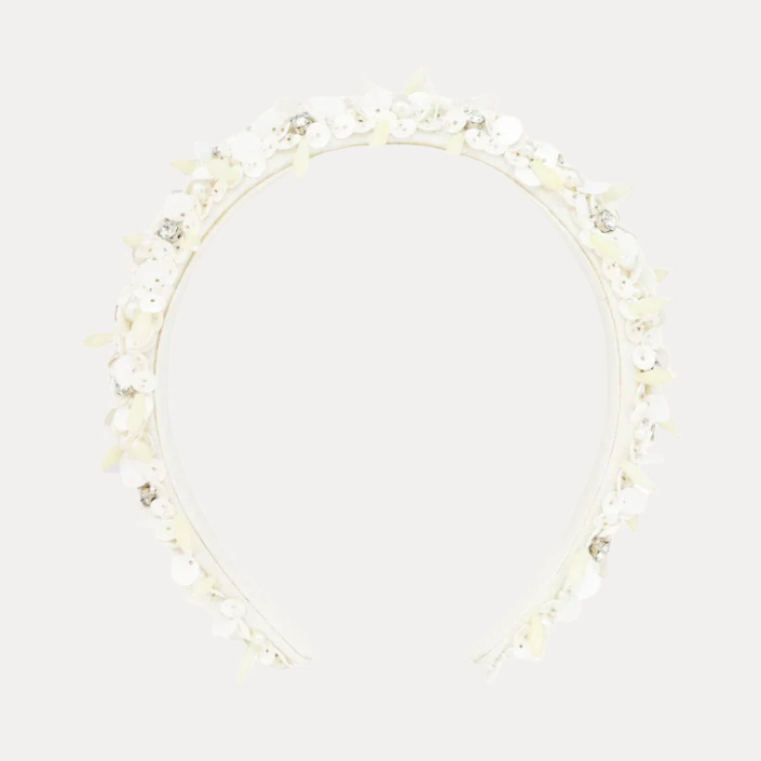 White/Silver Diva Headband: Glamorous and Comfortable Statement Piece | BuDhaGirl