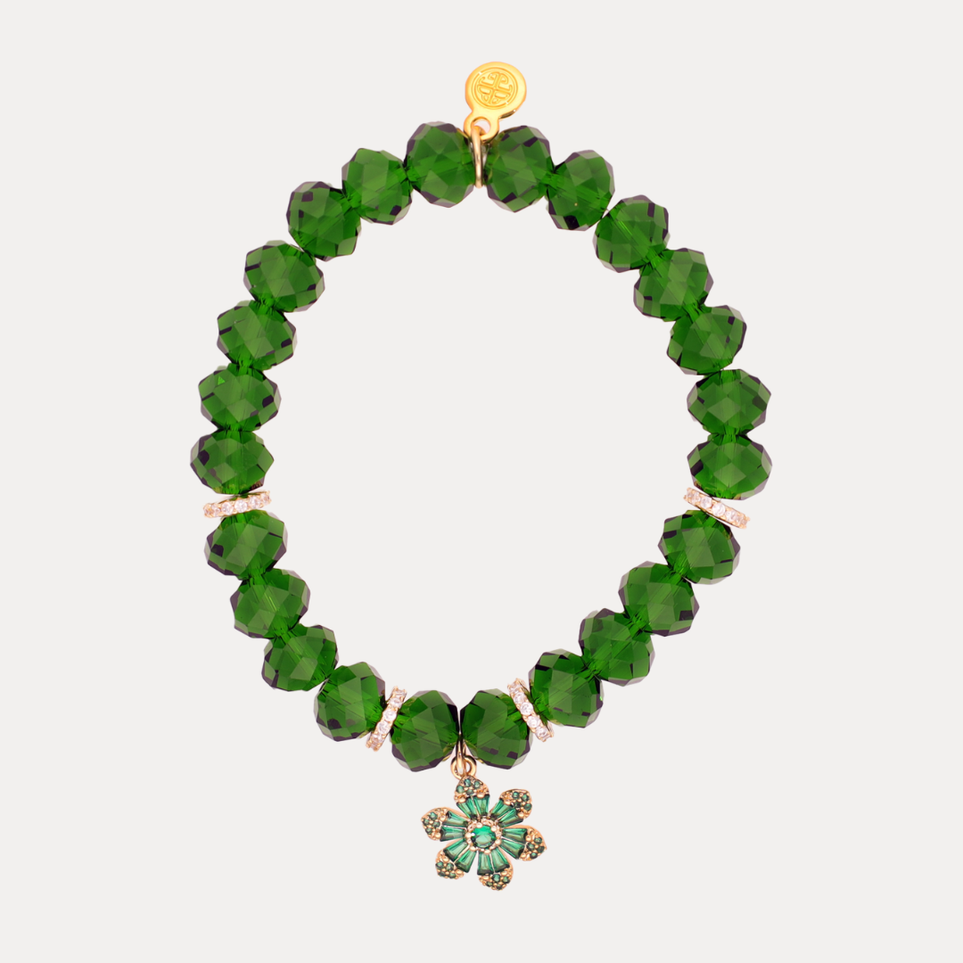 Emerald Beaded Fir Bracelet | Holiday Jewelry Bangle Bracelets | BuDhaGirl