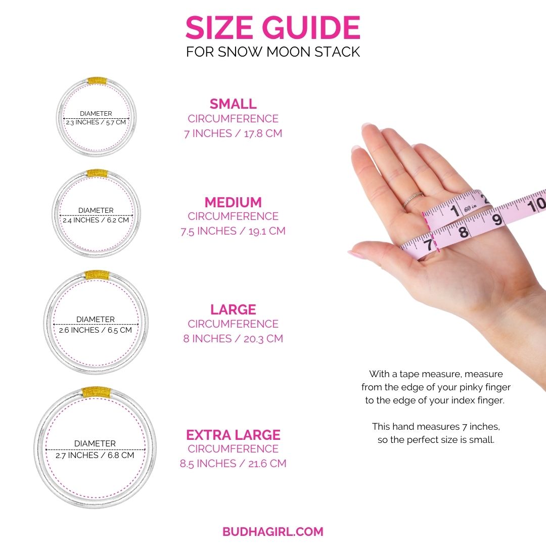 Size Guide for February Snow Moon Bangle Bracelet Stack of the Week | BuDhaGirl