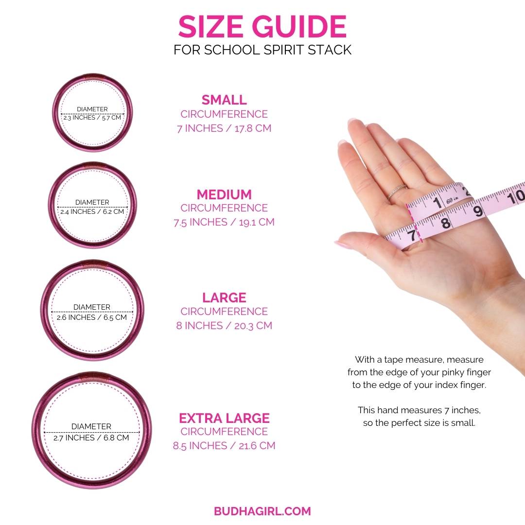 Graduation Gifts for School Spirit: Purple/White Bangle Bracelet Stack Size Guide
