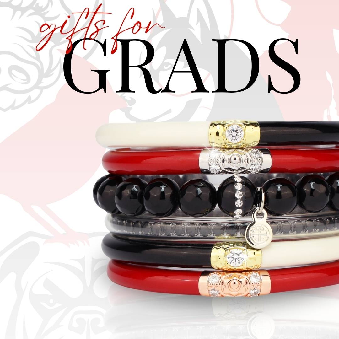 Graduation Gifts for School Spirit: Black/Red Bangle Bracelet Stack