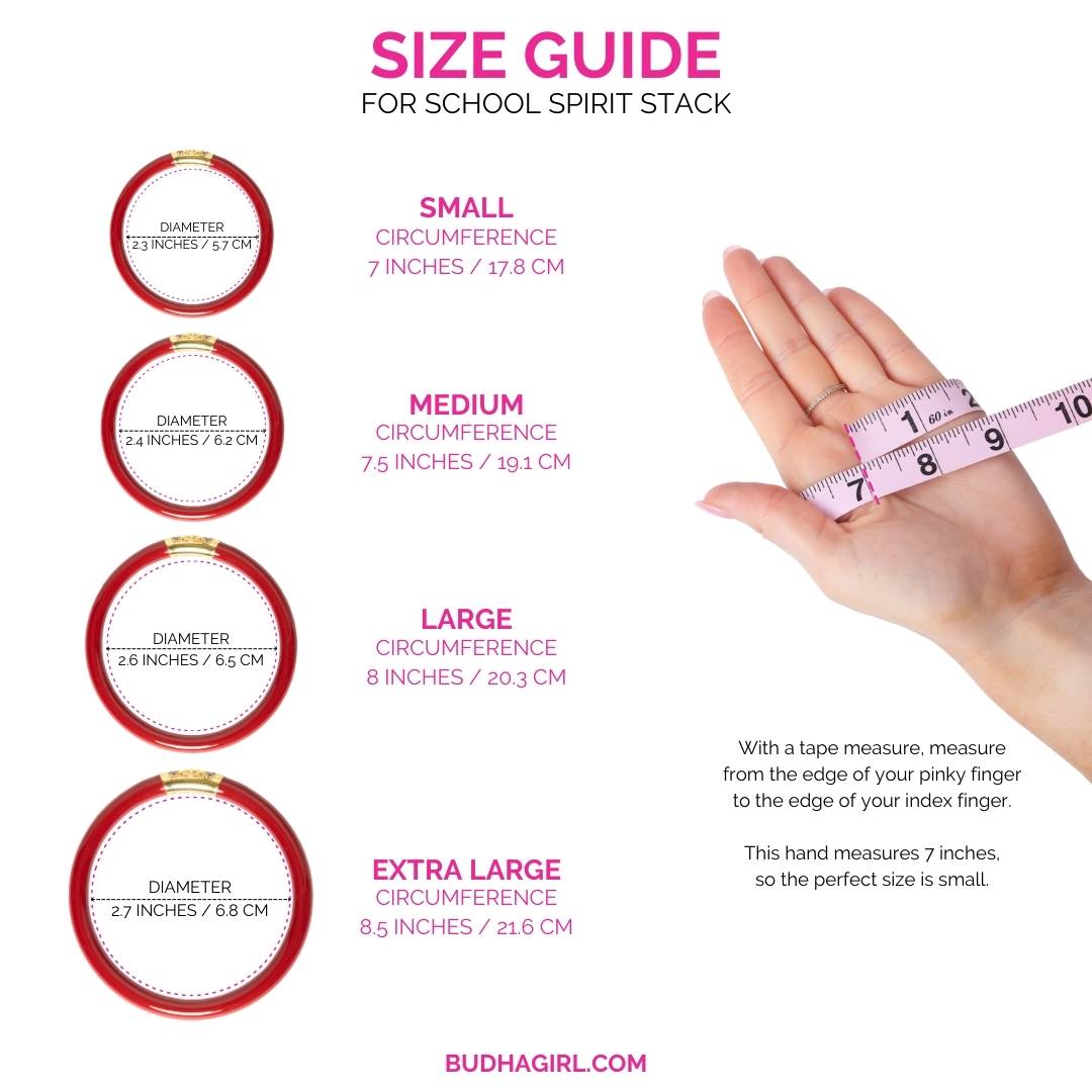Graduation Gifts for School Spirit: Size Guide for Red/Blue Bangle Bracelet Stack | BuDhaGirl