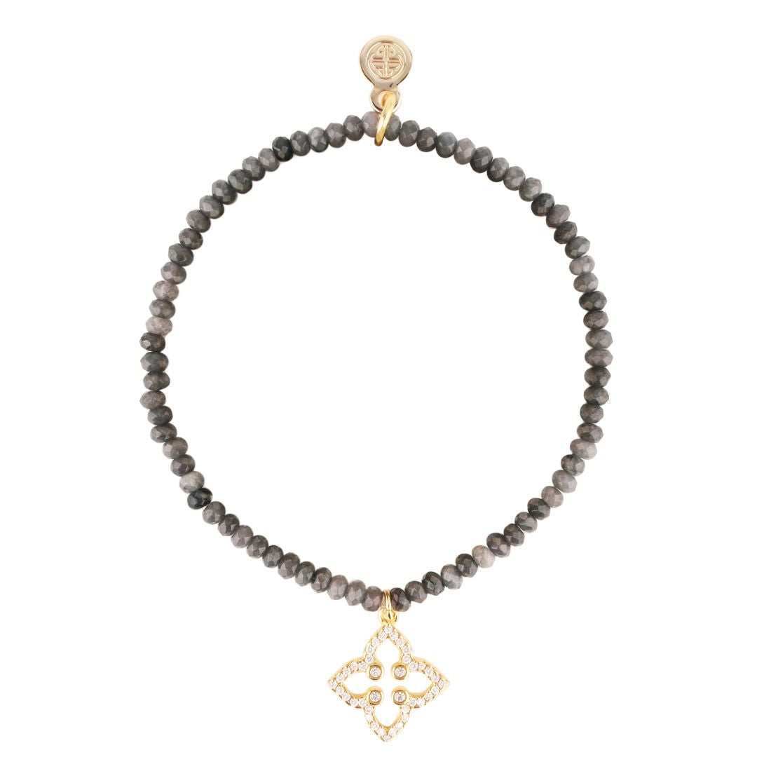 Luna Bracelet - Graphite With Crest Charm