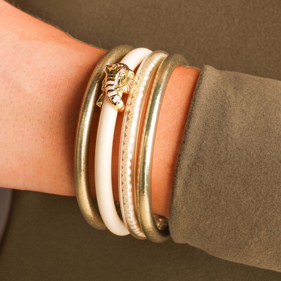 Ivory Elephant Bangle Bracelet Stack | BuDhaGirl