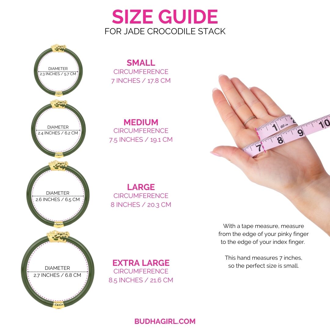 Size Guide for Jade Crocodile Bangle Bracelet Stack | BuDhaGirl