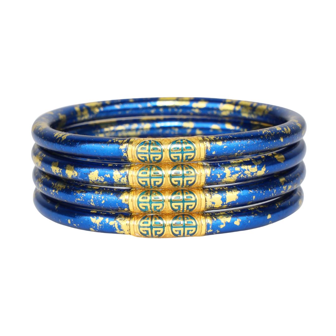 KOI Saffir Cobalt Blue All Weather Bangles Bracelet - Set of 4 | BuDhaGirl