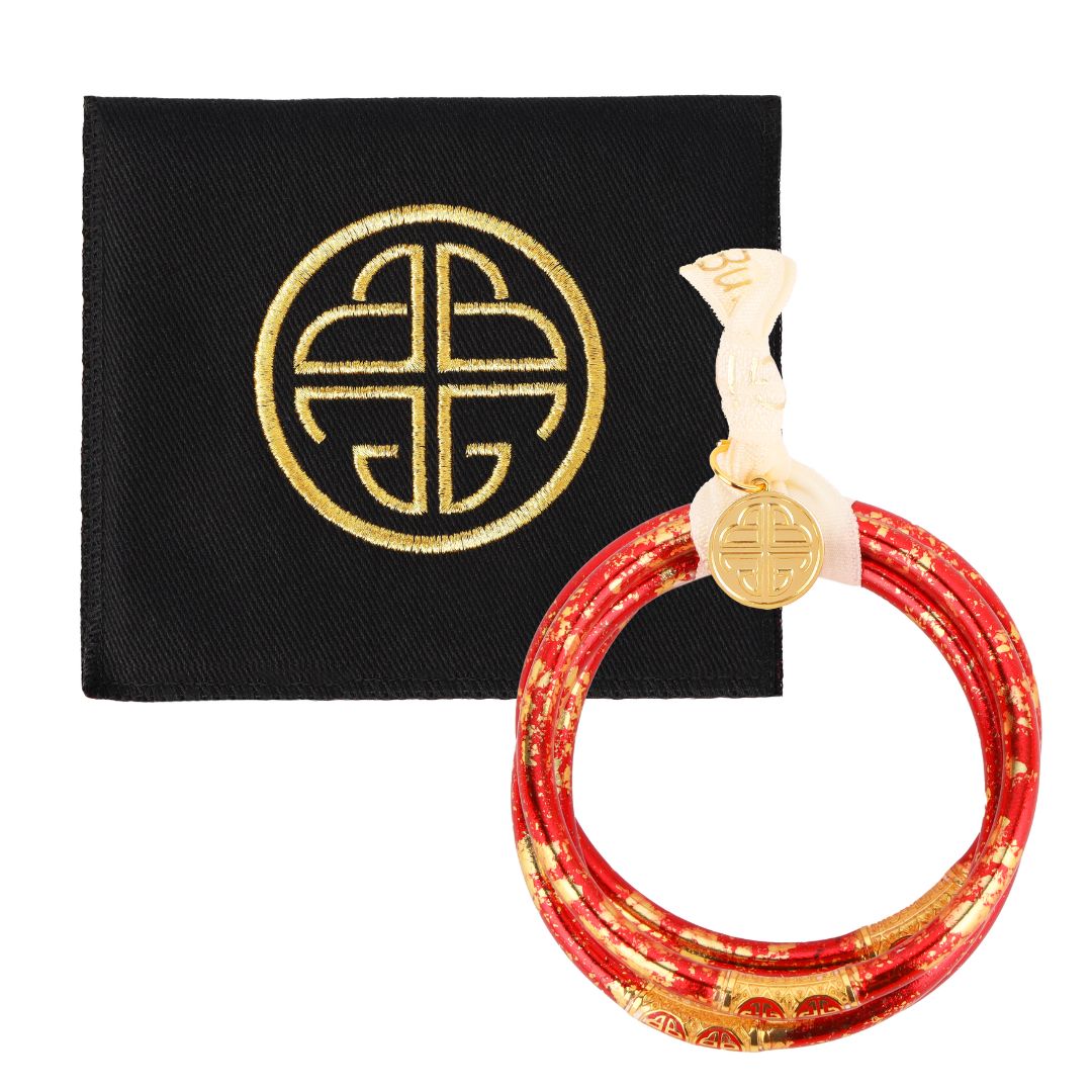 BuDhaGirl KOI Rouge Bangles | Set of 4 | Luxurious Red