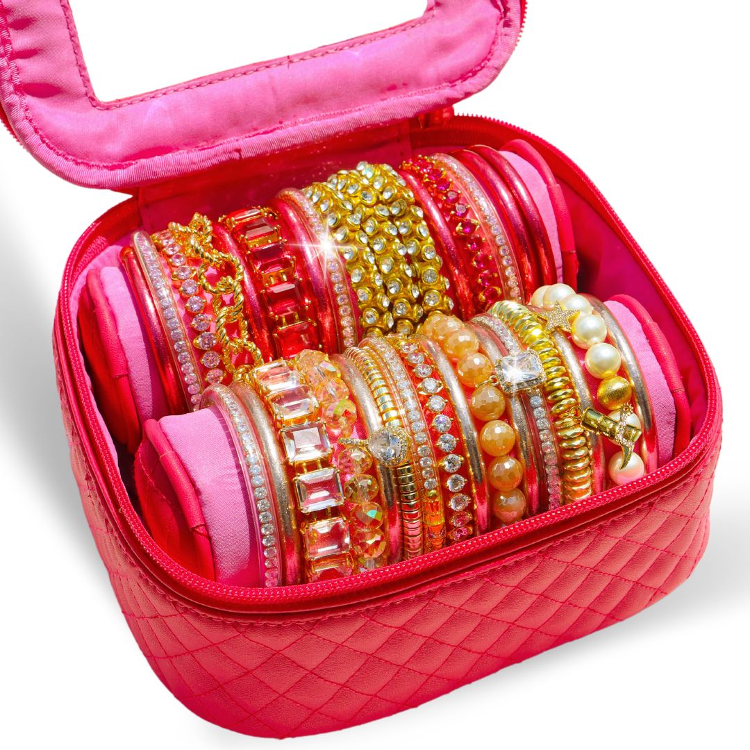 Large Pink Travel Storage Case For Bangle Bracelets | BuDhaGirl