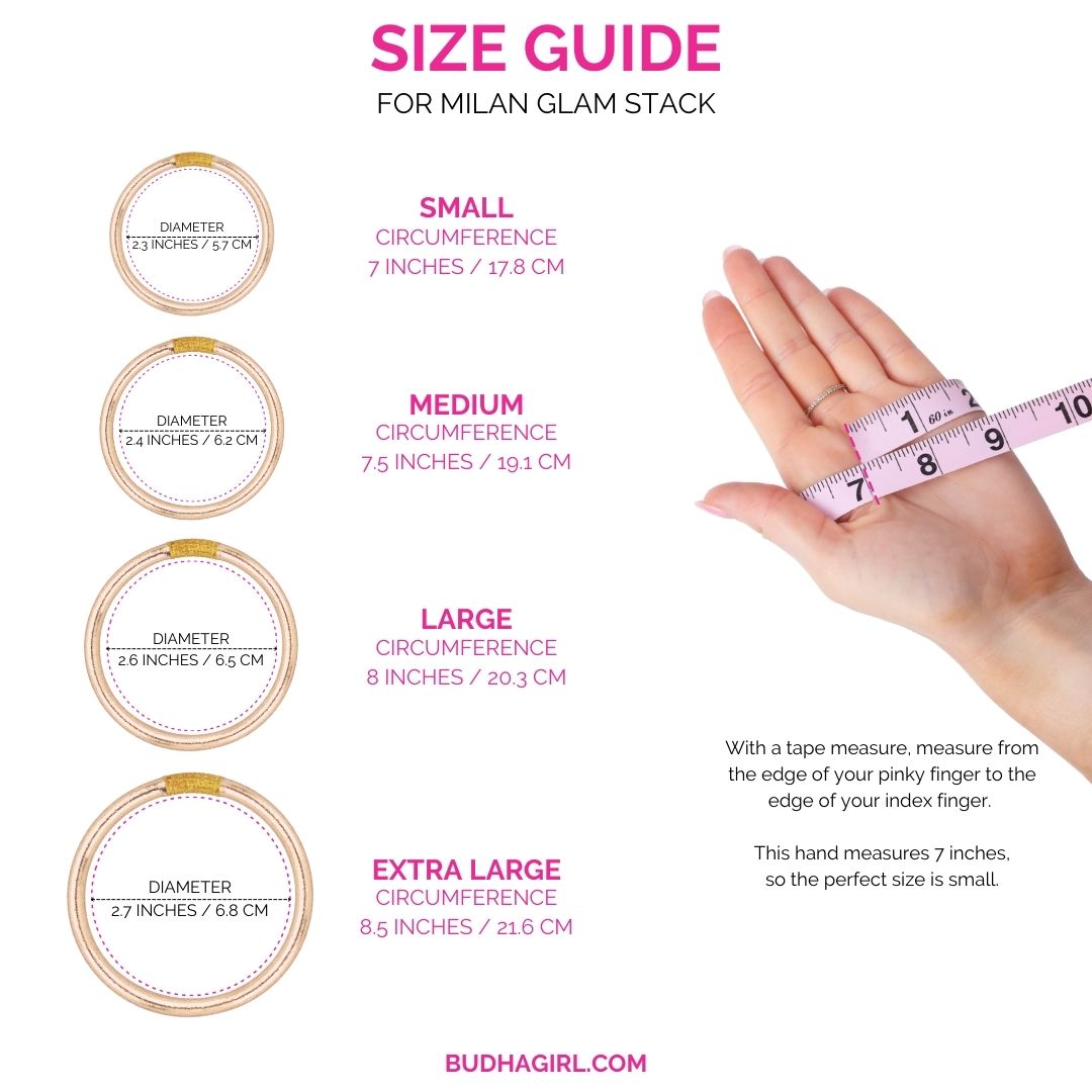 Size Guide for Milan Glam Global Street Style Bangle Bracelet Stack of the Week | BuDhaGirl