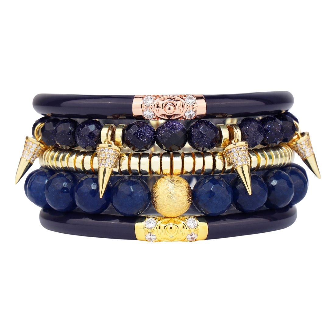 Navy Summer Blues Bangle Bracelet Stack | BuDhaGirl