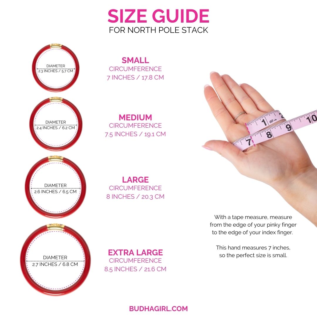 Size Guide for North Pole Bangle Bracelet Stack of the Week | BuDhaGirl