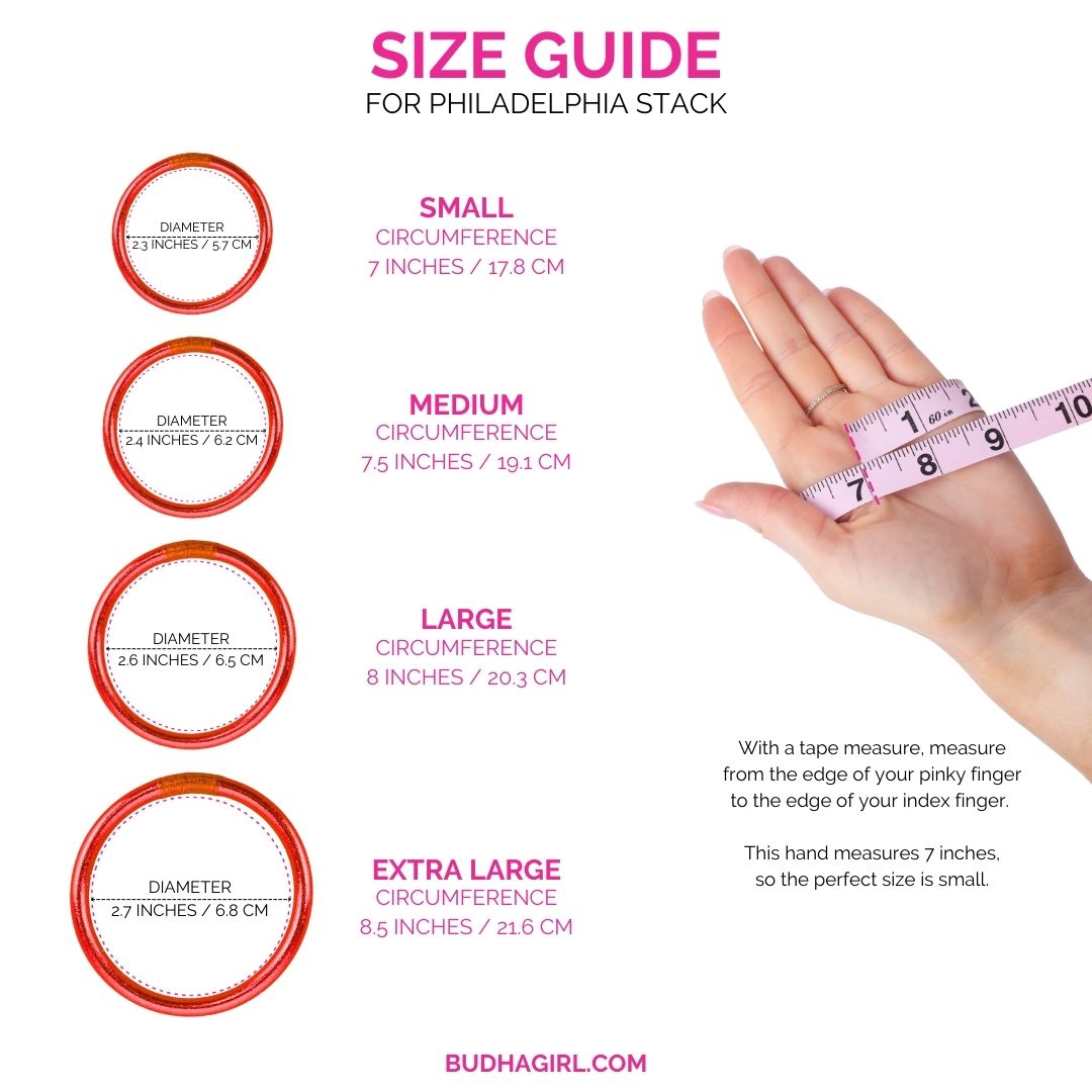 Size Guide for Philadelphia Bangle Bracelet Stack (Limited-Edition) | BuDhaGirl