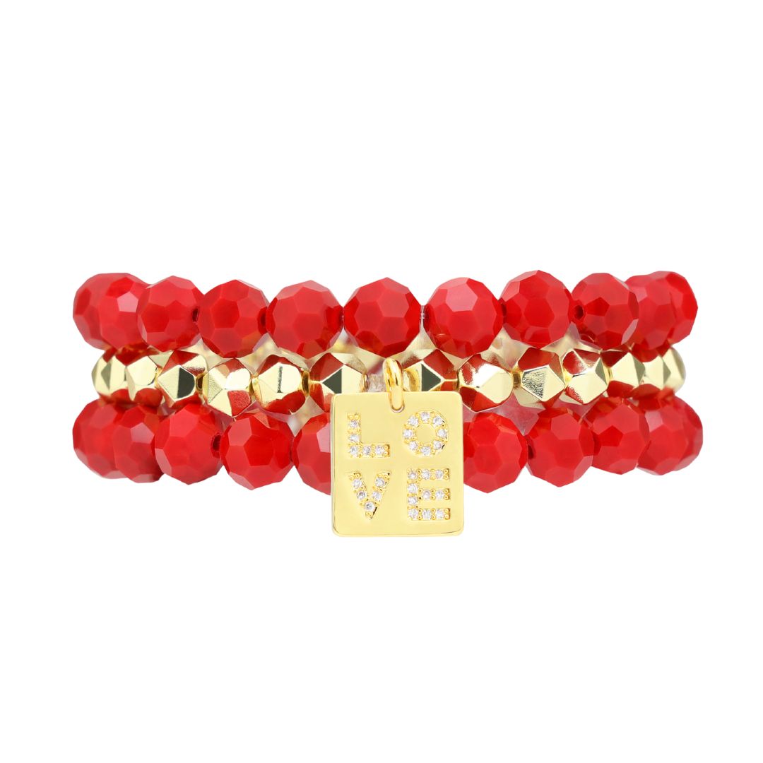 Red Gold Love Stack Set