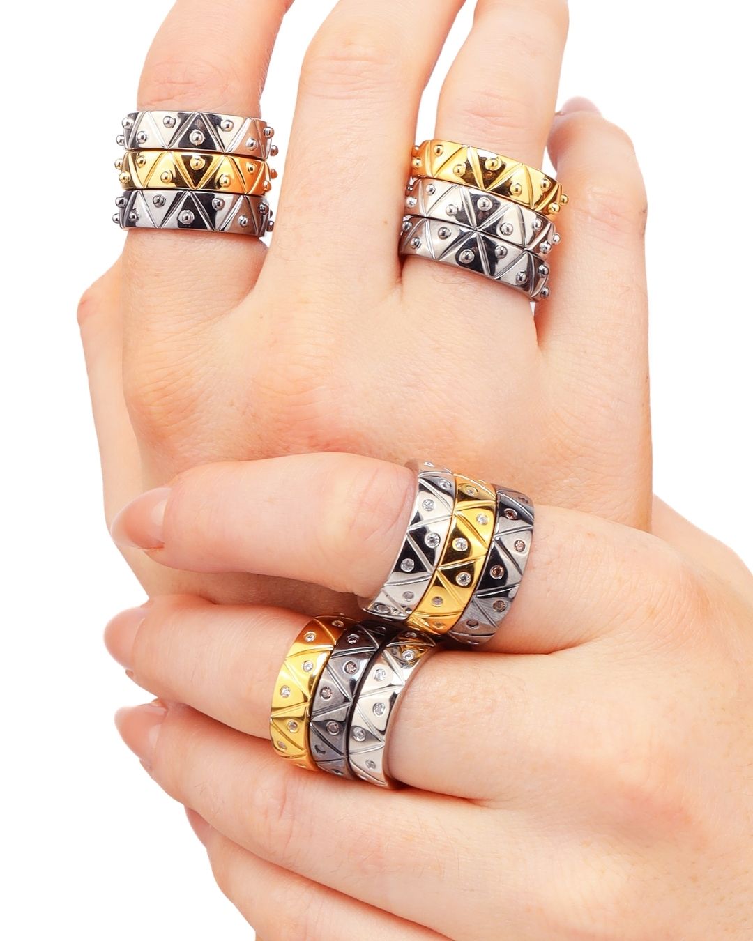 Gold, Silver, and Gunmetal Serenity Rings | BuDhaGirl