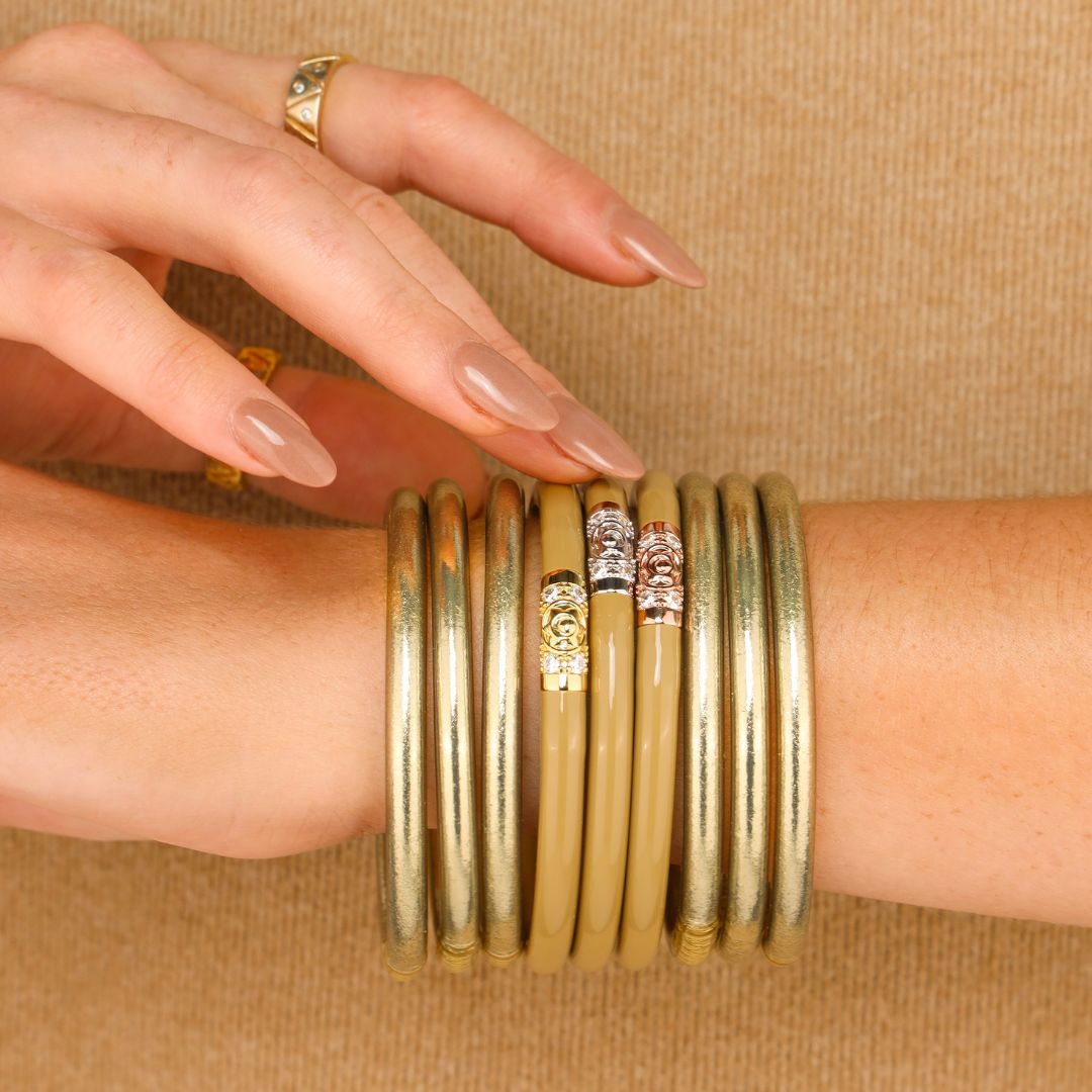 Sand Three Kings All Weather Bangles® and Etoile Light Gold All Weather Bangles® | BuDhaGirl