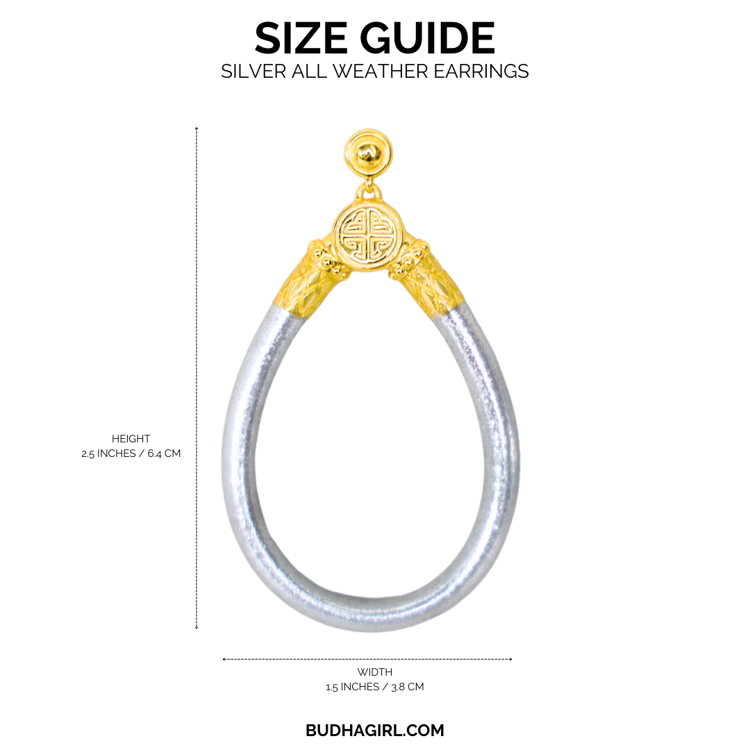 Silver All Weather Earrings Size Chart | BuDhaGirl