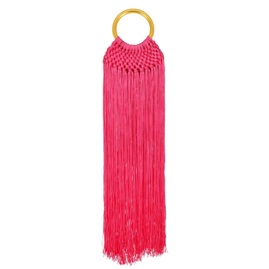 Pink Sophie Macrame Handbag with Gold Bangle Handle | BuDhaGirl