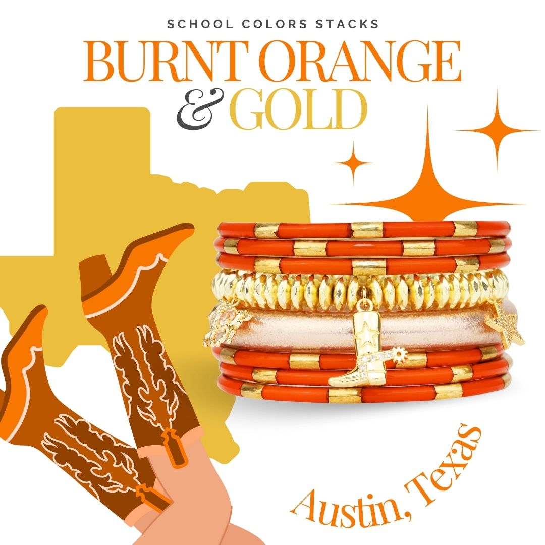 Burnt Orange/Gold Game Day Stack for the University of Texas at Austin | BuDhaGirl