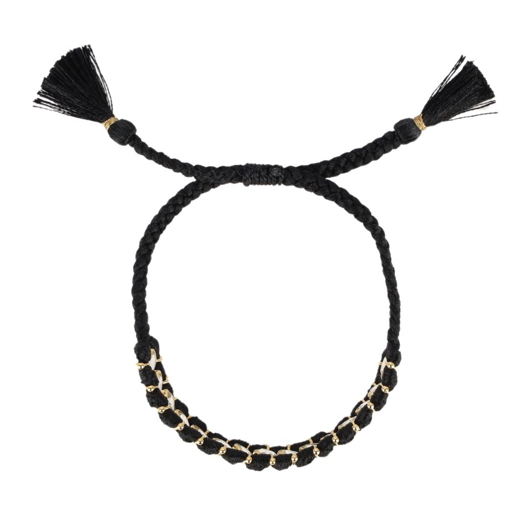 Viv String Bracelet - Black/Crystal | BuDhaGirl