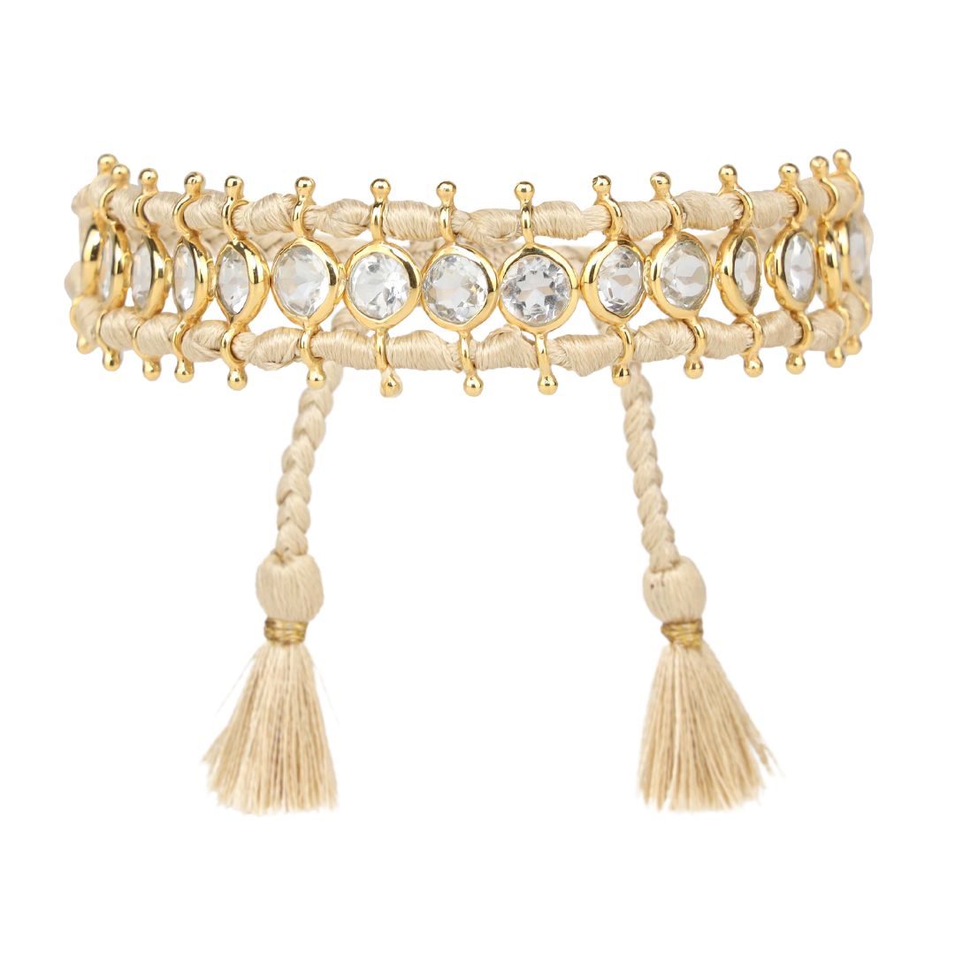 Viv String Bracelet - Ivory/Crystal | BuDhaGirl