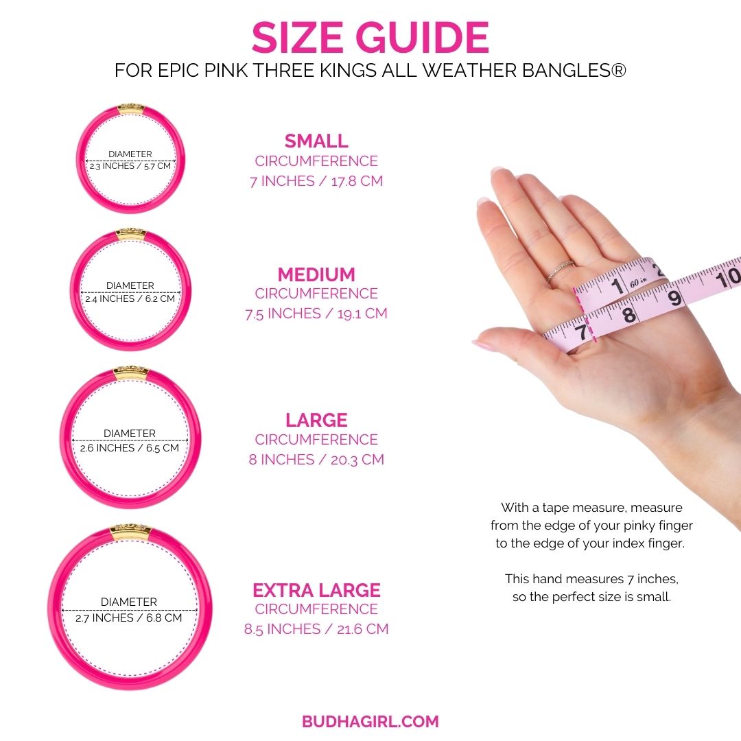 Size Guide for Hot Pink Bangle Bracelets for Women | BuDhaGirl